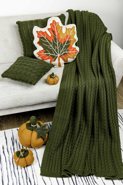 Autumn Maple Leaf Throw Pillow | Knitted Decorative Cushion for Fall Home Decor | Halloween Thanksgiving Decor | Cozy Living Room Gift