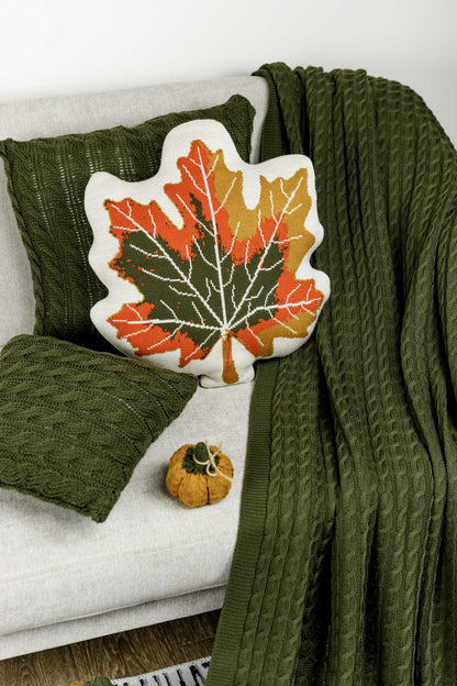 Green Knitted Throw Blanket | Cozy Cable Knit Sofa Blanket | Soft Blanket for Couch or Bed | Autumn Home Decor Gift, Thanksgiving Housewarming Present