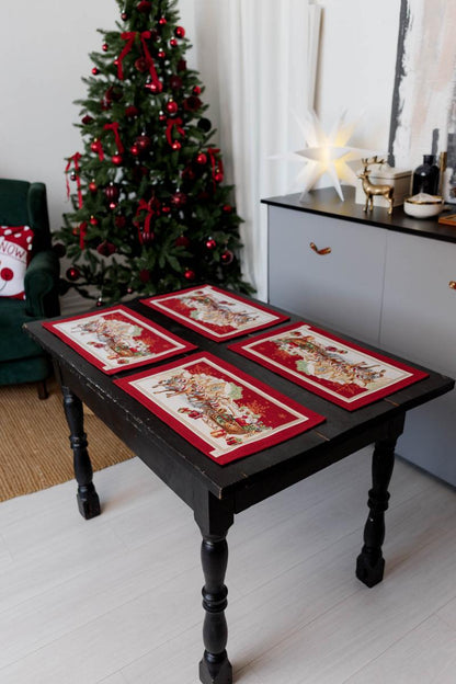 Luxury Christmas table decor with Santa sleigh placemats