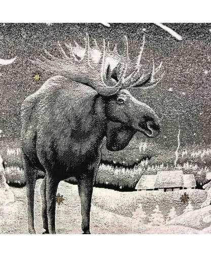Black Tapestry Pillowcase With Moose, Reindeer And Stars Print | Festive Living Room, Home decor, Housewarming Gift Idea.