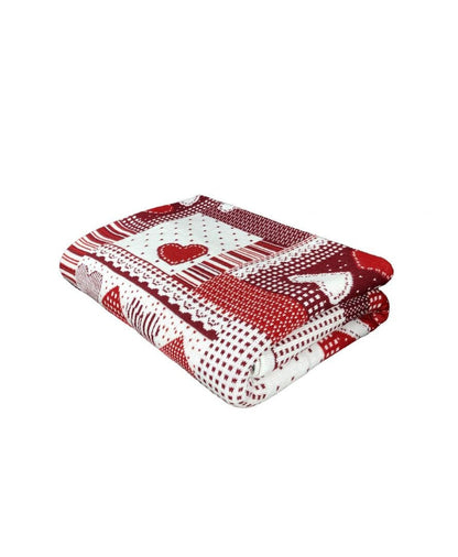 Red knitted blanket with hearts, lace, patchwork pattern | St Valentine's Day present idea, festive home decor, living room throw