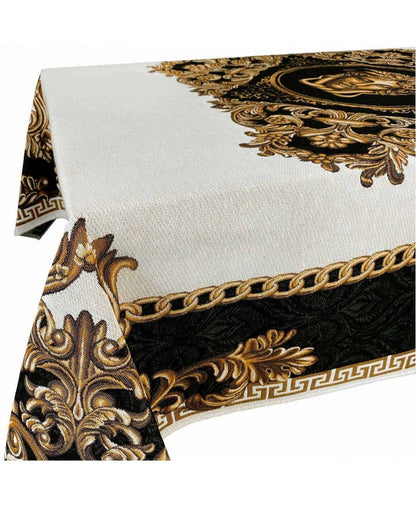 Baroque Style Tapestry Tablecloth With Gold Head Pattern | Luxury Home Decor, Living Room Textile, Gift Idea For Friends