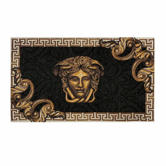 Set Of Four Black And Gold Tapestry Placemats With The Head In Baroque Style | Luxury Home Decoration, Living Room Textile, Gift Idea