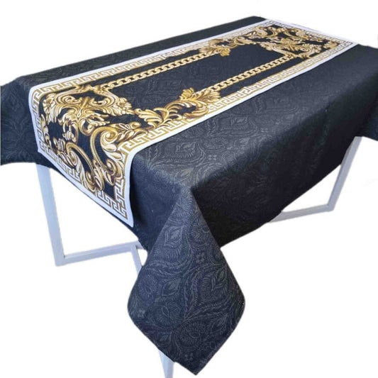 Black Tapestry Tablecloth Of Baroque Style | Luxury Home Decor, Kitchen, Living Room Textile, Exclusive Housewarming Present Idea