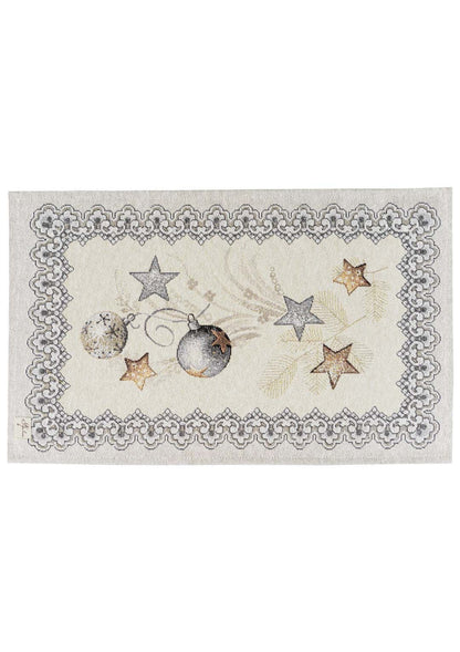 Set of Four Silver Tapestry Placemats With Christmas Decor Pattern | Festive Home Decor, Housewarming Gift Idea