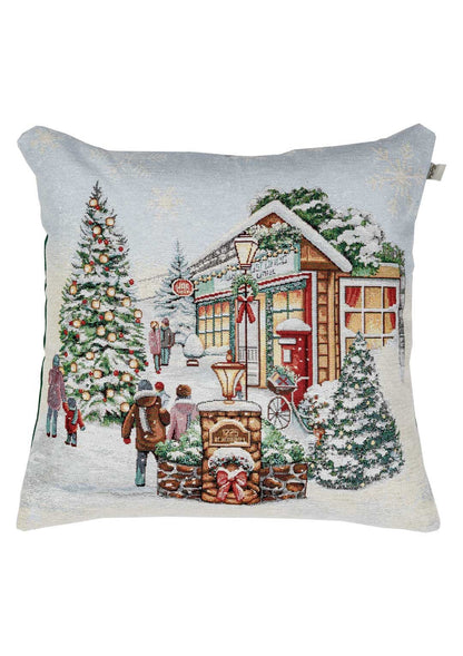 White Christmas Tapestry Pillowcase With Family Pattern | New Year, Winter Holidays Pillow Covers Set, Housewarming Gift