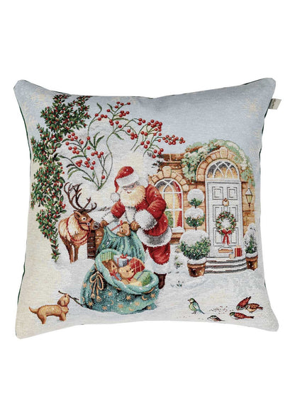 White Christmas Tapestry Pillowcase With Family Pattern | New Year, Winter Holidays Pillow Covers Set, Housewarming Gift