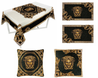 Baroque Style Tapestry Tablecloth With Gold Head Pattern | Luxury Home Decor, Living Room Textile, Gift Idea For Friends