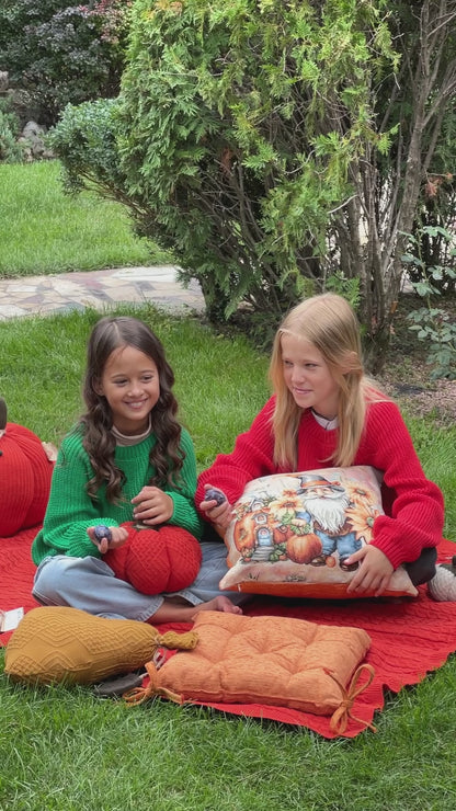 Handmade Gnome with Orange Hat | Fall Home Decor, Shelf Sitter, Autumn Figurine, Thanksgiving Gift