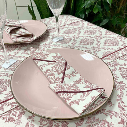 Red French Monogram Tablecloth | Chic Kitchen, Living Room Luxury Textile, Housewarming Gift