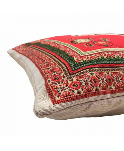 Red Christmas Tapestry Pillowcase With Santa Claus Portrait And X-mas Decor Pattern | New Year's Cushion Cover, Festive Home Decor, Gift Idea