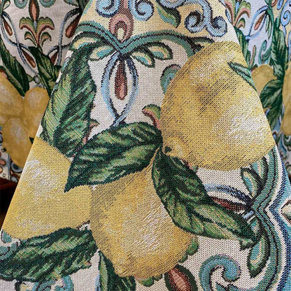 Tapestry Sicilian Lemons Print Tablecloth | High Quality Kitchen Table Cover, Festive Home Decor, Housewarming Present Idea