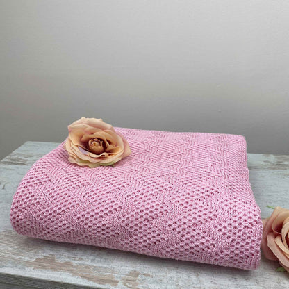 Pink Openwork Knitted Blanket | Elegant Throw, Festive Bedspread, Home Decor, Bedroom Textile, Housewarming Present Idea