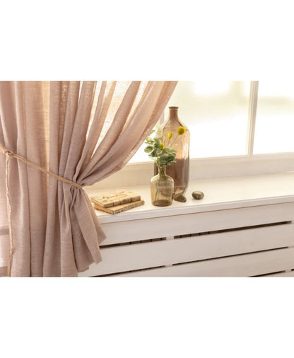 Pink Linen Curtain With A Rope Ribbon | Kitchen, Living Room Textile, Stylish Home Decor, Housewarming Gift Idea.
