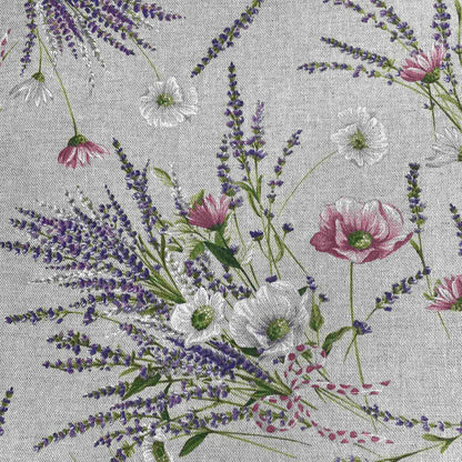 Cotton Tablecloth With Lavender Print And Lace Edging | Floral, Festive Kitchen Textile Set, Home Decor, Housewarming Present Idea