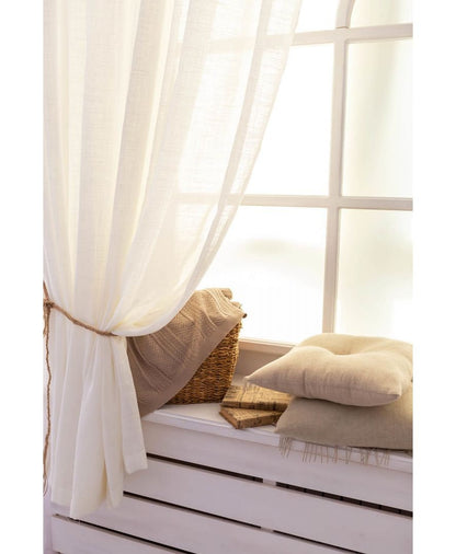 Pink Linen Curtain With A Rope Ribbon | Kitchen, Living Room Textile, Stylish Home Decor, Housewarming Gift Idea.