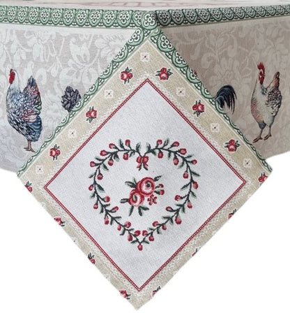 Tapestry Tablecloth With Roosters, Chickens, Hens Pattern | Festive Home Decor, Family Present Idea