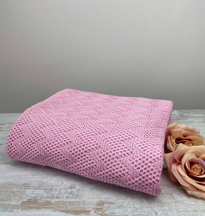 Pink Openwork Knitted Blanket | Elegant Throw, Festive Bedspread, Home Decor, Bedroom Textile, Housewarming Present Idea