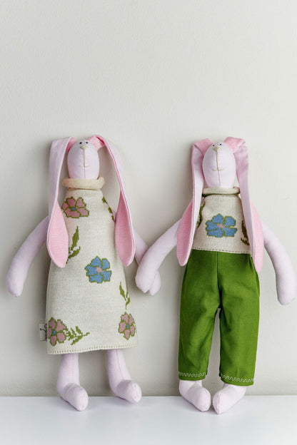 Bunny Girl And Bunny Boy Decorative Handmade Toys | Interior Rabbits Toys, Kitchen, Living Room Home Decor, Housewarming Gift Idea.