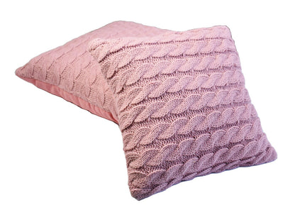 Pink Cable Knitted Pillowcase | Decorative Pillow Cover, Festive Home Decor, Living Room, Bedroom Textile, Housewarming Present Idea