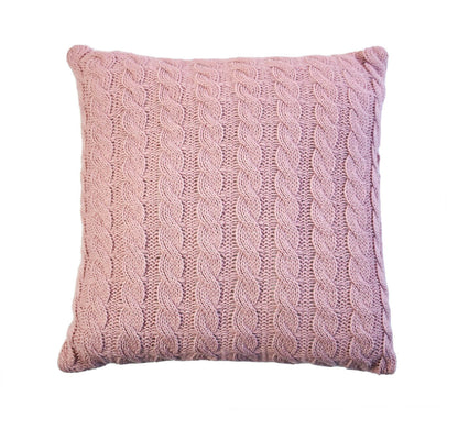 Pink Cable Knitted Pillowcase | Decorative Pillow Cover, Festive Home Decor, Living Room, Bedroom Textile, Housewarming Present Idea