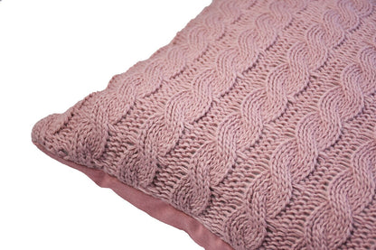Pink Cable Knitted Pillowcase | Decorative Pillow Cover, Festive Home Decor, Living Room, Bedroom Textile, Housewarming Present Idea