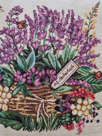 Tapestry Table Runner With Lavender, Flowers, Butterflies Pattern | Home Decor, Family And Friends Present Idea. Ukrainian Textile