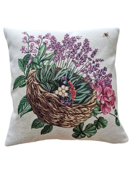Tapestry Pillowcase With Basket Of Lavender Pattern | Festive Home Decor, Family And Friends Housewarming Present Idea