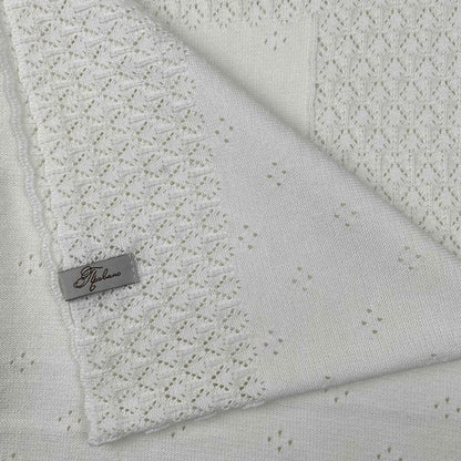 White Knitted Baby Blanket | Attribute For Newborns, A Present For The First Birthday, Baby Shower, Kids Celebration