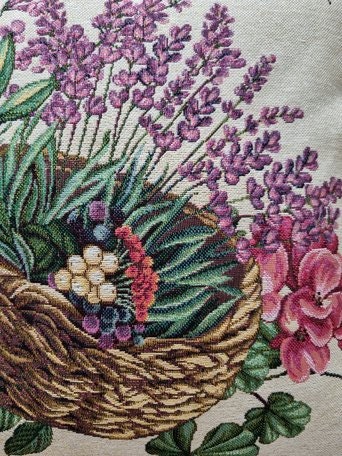 Tapestry Pillowcase With Basket Of Lavender Pattern | Festive Home Decor, Family And Friends Housewarming Present Idea