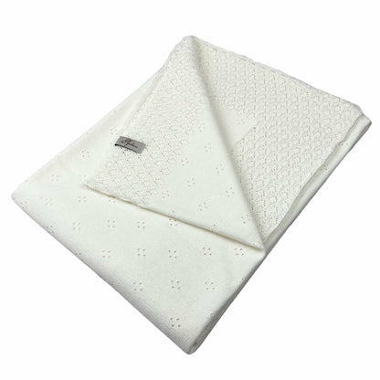 White Knitted Baby Blanket | Attribute For Newborns, A Present For The First Birthday, Baby Shower, Kids Celebration
