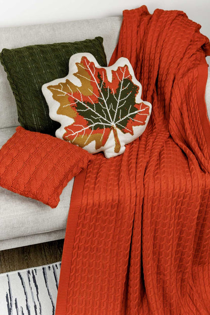 Knitted Decorative Pillow Maple Leaf | Festive Fall Textile Set, Home Decor, Living Room, Thanksgiving Housewarming Present