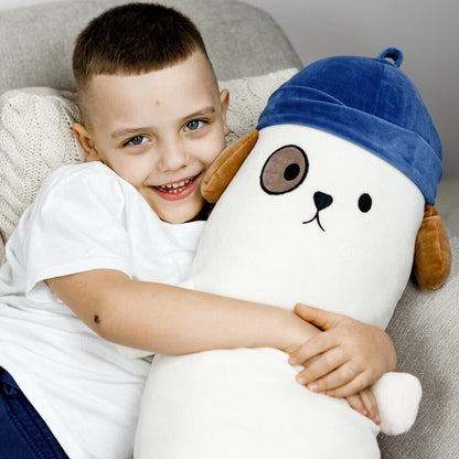 White Puppy Hug Pillow | Decorative Pillow For Sleeping, Present For Children, Bedroom Home Decor, Housewarming Gift