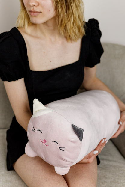 Pink Hug Cat Pillow | Decorative Pillow For Sleeping, Present For Children, Bedroom Home Decor, Housewarming Gift