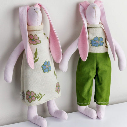 Bunny Girl And Bunny Boy Decorative Handmade Toys | Interior Rabbits Toys, Kitchen, Living Room Home Decor, Housewarming Gift Idea.