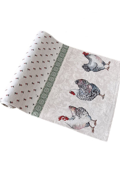 Tapestry Roosters Placemat | Chicken Pattern Napkin, Easter Table Linens Set
