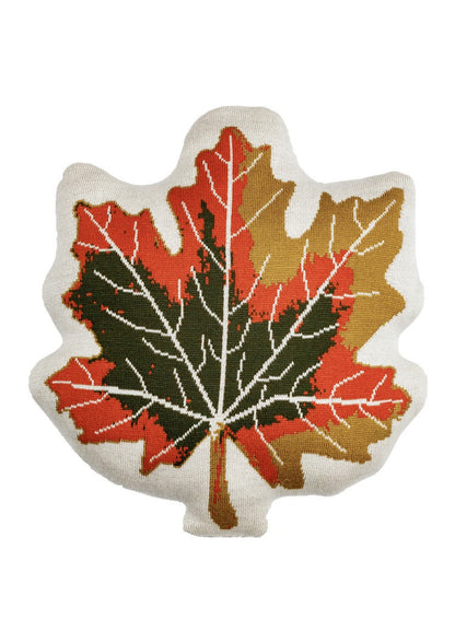 Knitted Decorative Pillow Maple Leaf | Festive Fall Textile Set, Home Decor, Living Room, Thanksgiving Housewarming Present