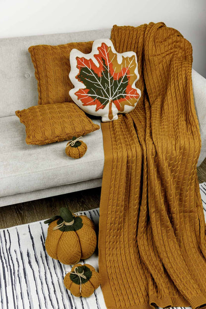 Knitted Decorative Pillow Maple Leaf | Festive Fall Textile Set, Home Decor, Living Room, Thanksgiving Housewarming Present