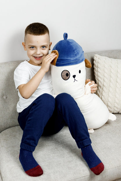 White Puppy Hug Pillow | Decorative Pillow For Sleeping, Present For Children, Bedroom Home Decor, Housewarming Gift