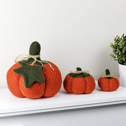 Stuffed Knitted Interior Pumpkins Halloween Decor Set | Fall Textile, Thanksgiving, Housewarming Present.